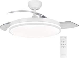 Ventilador de Techo con Luz LED y Mando a Distancia, 3 Aspas Retractiles