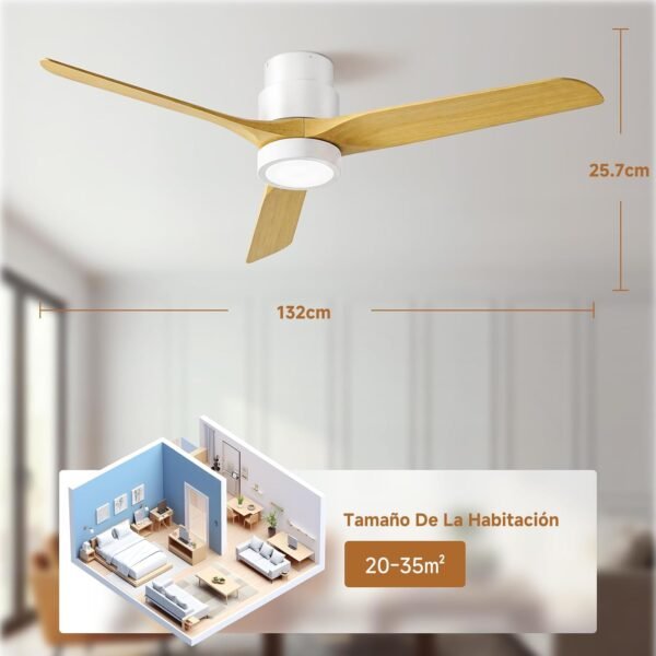 Ateroll Ventilador de Techo con Luz Silencioso 52", Mando a Distancia
