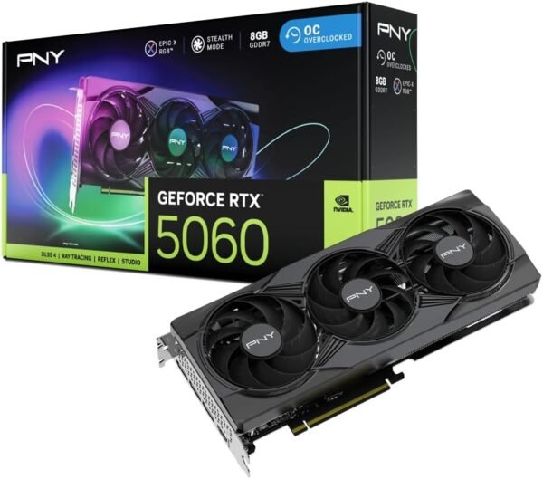 PNY GeForce RTX 5060 8GB ARGB Overclocked Triple Fan - Tarjeta Grafica
