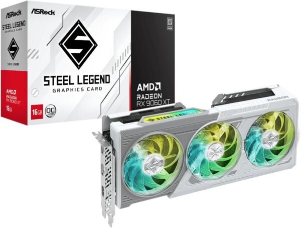 61hGV7NblfL._AC_SL1200_ ASRock Radeon RX 9060 XT Steel Legend OC 16GB - Tarjeta Grafica