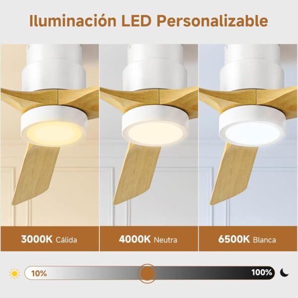 Ateroll Ventilador de Techo con Luz Silencioso 52", Mando a Distancia