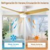 Ateroll Ventilador de Techo con Luz Silencioso 52", Mando a Distancia