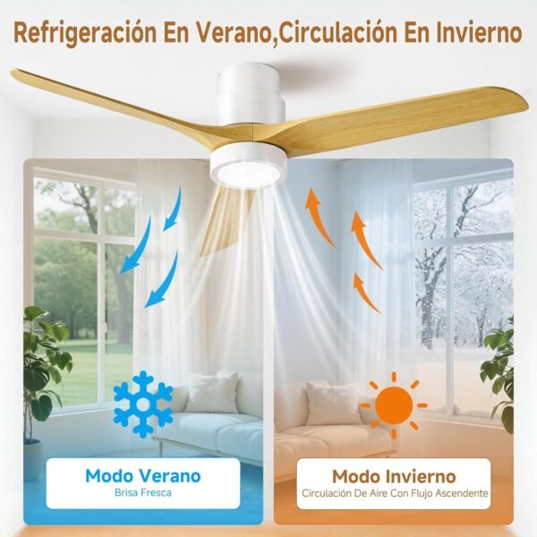 Ateroll Ventilador de Techo con Luz Silencioso 52", Mando a Distancia
