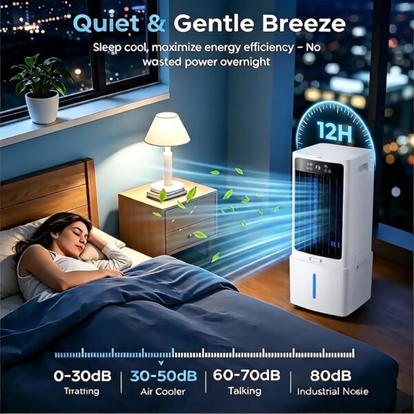 Climatizador Evaporativo Portatil 3 en 1, 12L con Mando y Ruedas
