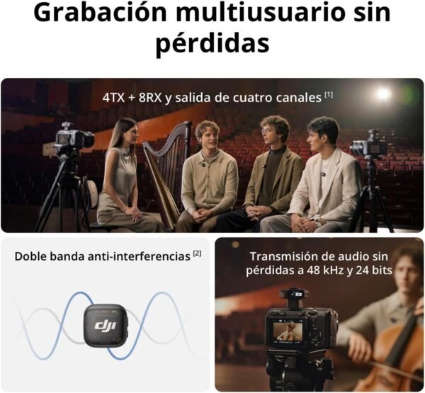 DJI Mic 3 (4 TX + 1 RX + Estuche de Carga) - Microfonos Inalambricos para Grupo