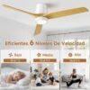 Ateroll Ventilador de Techo con Luz Silencioso 52", Mando a Distancia