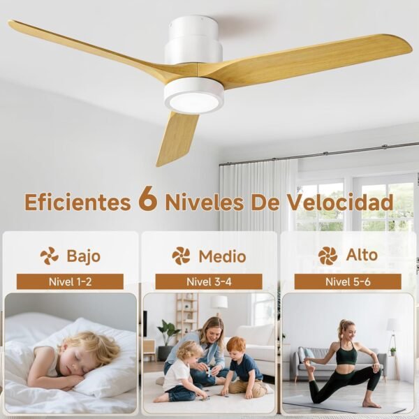 Ateroll Ventilador de Techo con Luz Silencioso 52", Mando a Distancia
