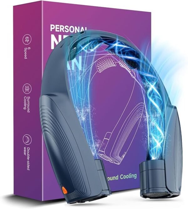 Ventilador de Cuello Portátil con IA, 6 Velocidades, 8000mAh