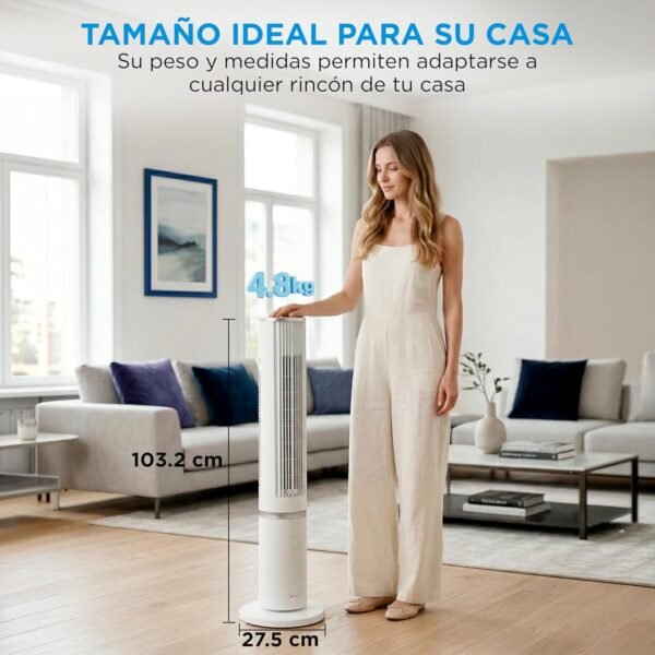 Midea Ventilador de Torre 4 Velocidades, Silencioso 28dB, Aromaterapia