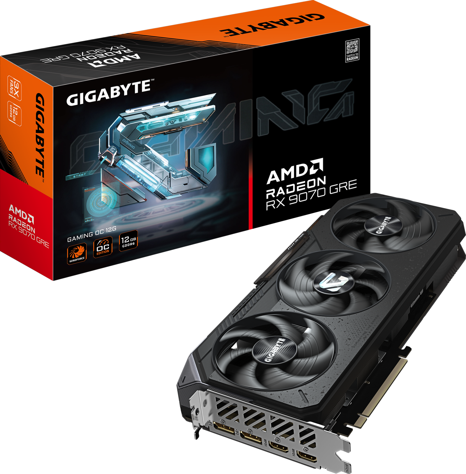 GIGABYTE Radeon RX 9070 GRE GAMING OC 12G (Imagen: GIGABYTE)